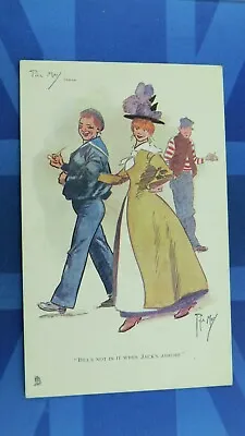 £9 • Buy R Tuck Phil May Comic Postcard 1900s Navy Sailor BILL NOT IN IT WHEN JACK ASHORE