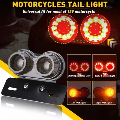 Universal Motorcycle LED Turn Signals Light License Plate Integrated Tail Light • $20.99