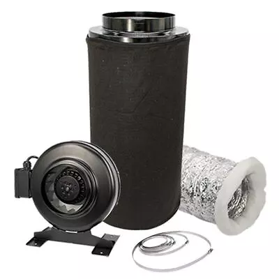 Carbon Filter Inline Fan Kit Duct Hydroponic Ventilation Extractor 8  Grow Room • £73.50