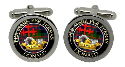 Donald Of Macdonald Scottish Clan Cufflinks In Chrome Box • $24.65