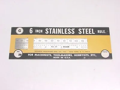 NEW! GENERAL TOOLS 6  X 3/4  FLEXIBLE STEEL RULE Mm-INCH COMPARISON No. 311-MD • $7.49