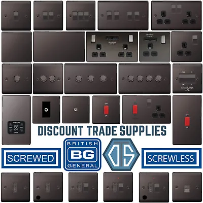 BG Black Nickel Switches & Sockets Full Range Screwed Or Screwless Flatplate • £6.99