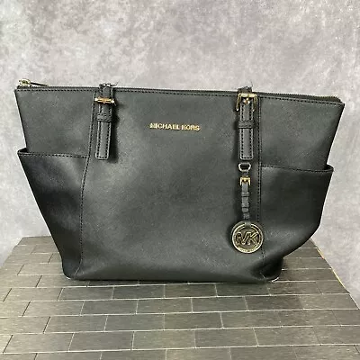 Michael Kors Leather Charlotte Tote Shoulder Bag - Black • $23