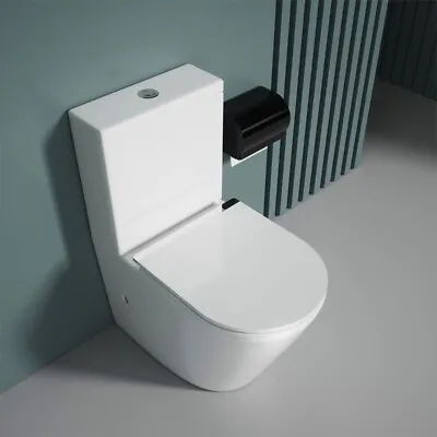 £159.85 • Buy Bathroom WC Toilet Pan + Cistern Close Coupled Ceramic Rimless Soft Close Seat
