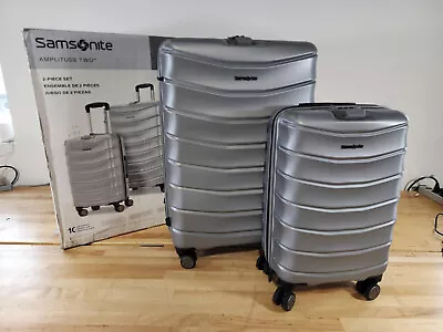 View Details 2 PIECE Samsonite Amplitude Hardside Grey Luggage Set Carryon Checked Spinner • 119.99$