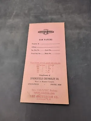 Chevrolet Car Papers Envelope Dealership Dealer Vintage • $17
