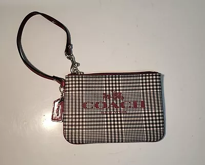 Coach Peyton Wristlet Wallet Glen Plaid Small Purse F52142 Cranberry • $22.95