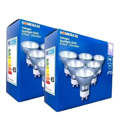 Pack Of 12Homebase GU10 Bulbs 40W=50W  Halogen Spotlight  Dimmable 2800k 300Lm • £12.99
