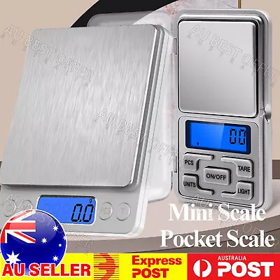 Pocket Digital Mini Scales 0.01 500g/3KG Precision Weight Balance Silver  AU • $7.74