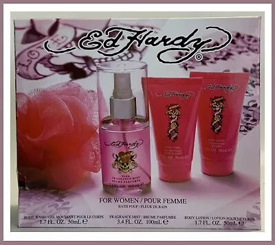 Ed Hardy Love Kills Slowly Gift Set W/Perfume/Lotion/Body Wash/Pouf - NIB  (F45) • $24.99