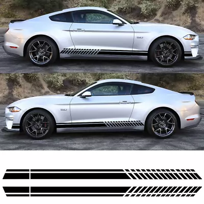 Glossy Black Sport Car Side Fender Rocker Stripe Vinly Sticker For Ford Mustang  • $20.69