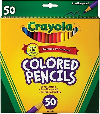 Crayola 50 Colored Pencils For Art Projects At Home And School - Mixed Colours • £8.99