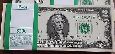 2017a $2 Two Dollar Federal Reserve Note Usa Uncirculated & Consecutive Banknote • £6.99