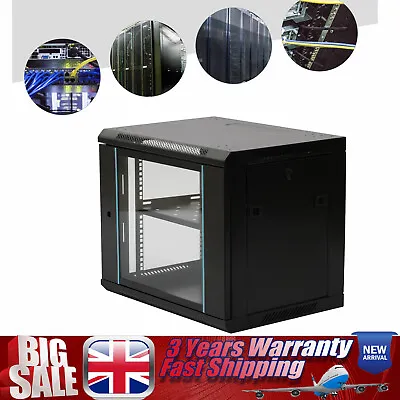 9U Wall-Mounted Network Cabinet Server Case Black Frame 600*450*500mm With Key • £93.12