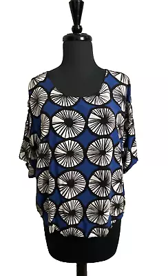 Marimekko For Target Womens Large Appelsiini Blue Cropped Short Sleeve Top • $20.22