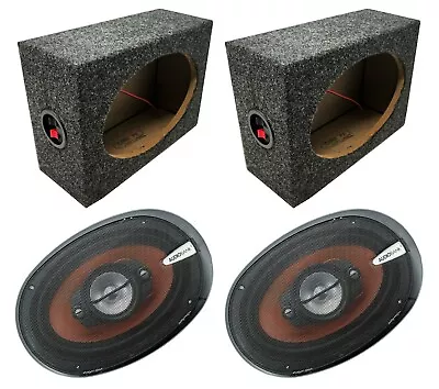 2x Audiobank AB-790 6x9  1000 Watt 4-Way Speakers W/ 2x Car Speaker Box • $61.99