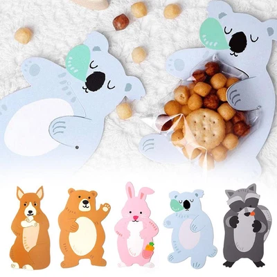 10/50X Animal Cellophane Birthday Party Candy Sweet Bag Xmas Cookie Gift S2G3 • £4.35