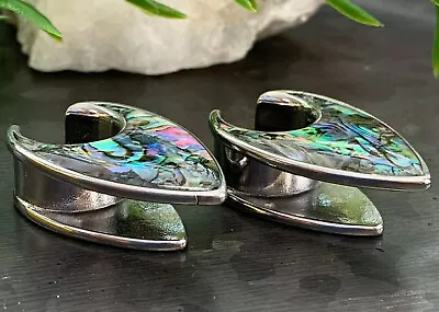 PAIR Abalone Tear Drop Saddle Ear Spreader Surgical Steel Tunnels Plugs Gauges • $18.95