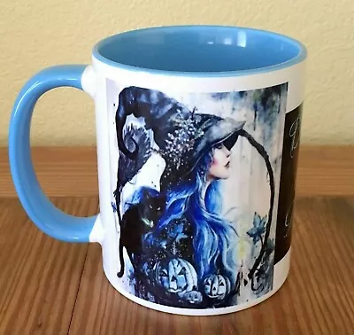 Coffee Mug 11 Oz 2-Sided Ceramic Witch  Don't Hide Your Magic  Blue Inside • $19.99