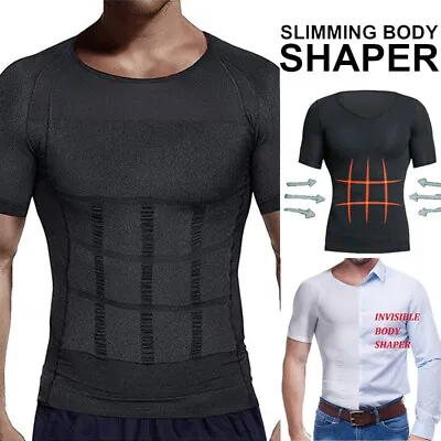 Men Gynecomastia Compression T Shirt Slim Shapewear To Hide Man Boobs Moobs Tops • $16.79