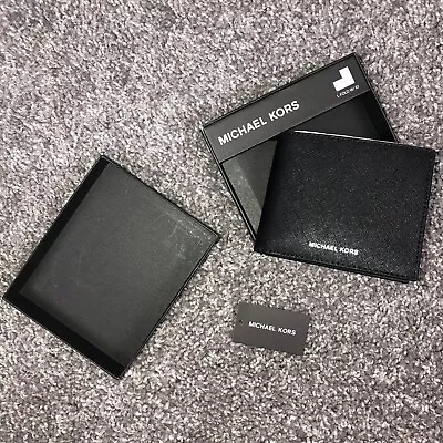 Michael Kors Andy L-Fold Card With ID Leather Men's L-Fold Card Wallet Black • $58.50