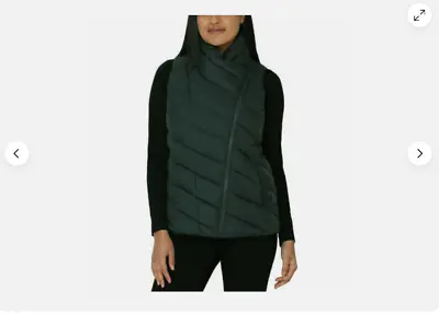 Nicole Miller Womens Asymmetrical Full Zip Quilted Lightweight Vest(GREEN M)NWT • $24.01