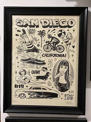 Mike Giant  San Diego  Flash Tattoo Graffiti Poster Print Signed 2017 22/100 OOP • $858