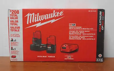 Milwaukee 48-59-2424 M12 XC 4.0 AH / CP 2.0 AH Batteries / Charger Kit - NEW! • $79.95