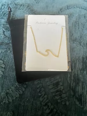 Gold Tone Wave Necklace Jewelry Beach Surf Ocean Maui NWT • $8.99