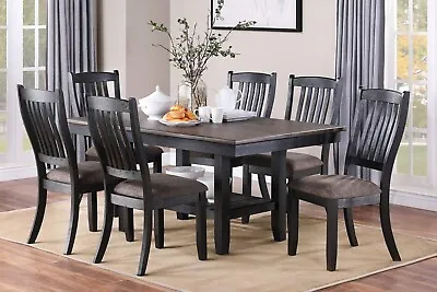  Viseu 7-Piece In Dark Coffee Finish Dining Set And Cushioned Chair • $968