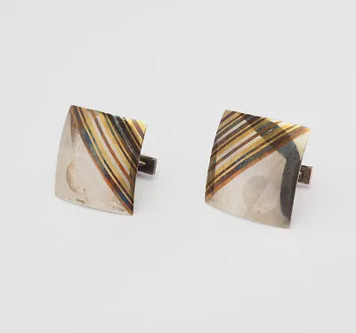 S. Walker Unique Designer Multi Metal Sterling Silver Abstract Modern Cufflinks • $45