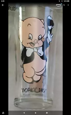 RARE ( MISPRINTED )  1973 Warner Bros Looney Tunes Glass ( Porky Pig )  • $50