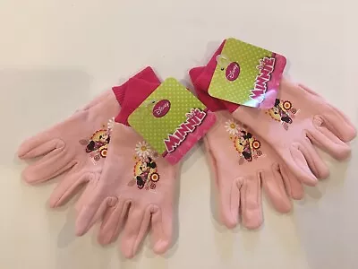 Disney Minnie Mouse Garden Jersey Gloves 2 Pack Ribbed Cuffs Pink Ages 3+ (New) • $6.50