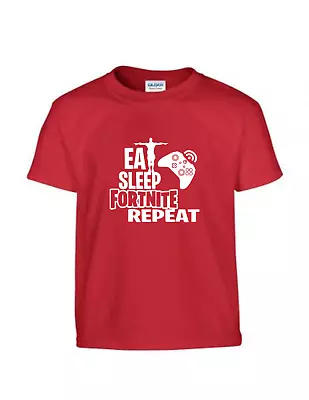 Eat Sleep Gaming Fortnite Repeat Funny Cool Kids T-shirt Slogan Novelty Present • £5.99