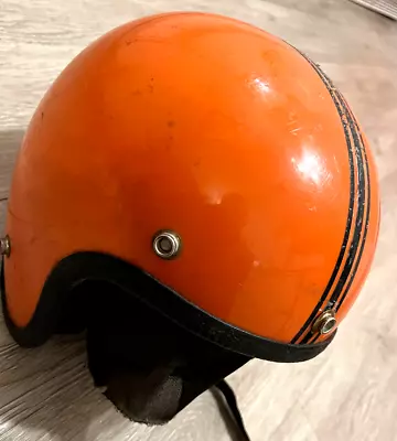 VINTAGE Duns Helmet  OPEN FACE Motorcycle Road Atv LSI 4150 ORANGE • $33