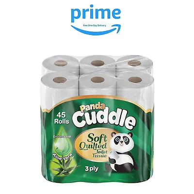 Panda Cuddle Soft Quilted 3 Ply Toilet Tissue 18 | 45  | Rolls Aloe Vera Lemon • £9.99