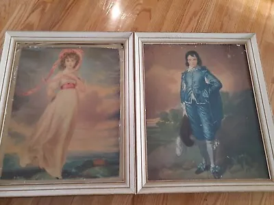 Vintage 15.5x19.5  French Blue Boy And Pinkie Paintings Condition Issues • $49.95