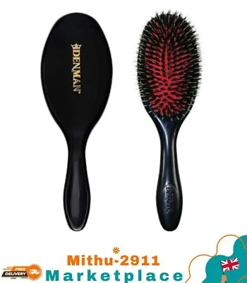 Medium Nylon/Bristle Cushion Hairbrush BlackDenman D81M • £11.99