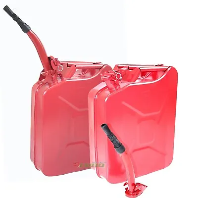 Lot Two RED 5 Gallon Jerry Can Gasoline Steel Tank Military Style Storage Can • $92.99