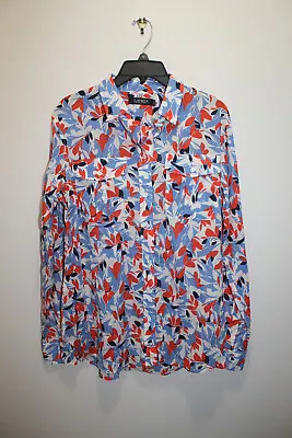 £24.99 • Buy Lauren Ralph Lauren Voile Button-up Shirt 100% Cotton Floral Blue Red Size L