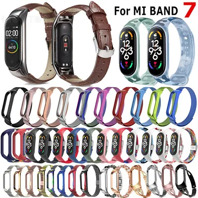 $9.86 • Buy For Xiaomi Mi Band 7 Silicone Leather Stainless Steel Watch Band Strap Bracelet