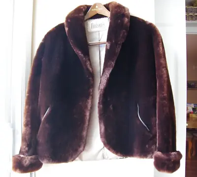 Hudson's Detroit Beau Mouton Lamb Fur Coat Womens Vintage Brown With Pockets • $34.99