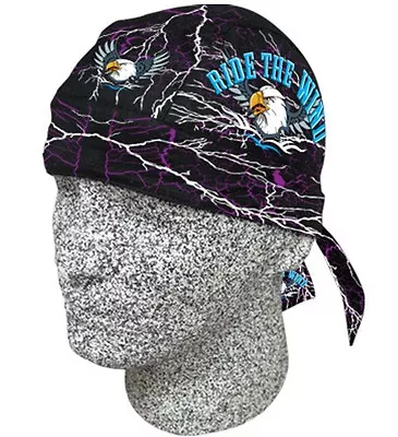Purple Electic Ride The Wind Eagle Doo Rag Headwrap Skull Cap Sweatband Capsmith • $8.95
