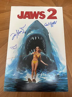 * JAWS 2 * Signed 12x18 Poster * CARL GOTTLIEB JOE ALVES & TOM DUNLOP * 3 • $217.98