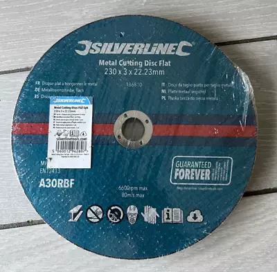 Silverline Pack Of 5 - 230 X 3 X 22.2mm Metal Cutting Discs Flat Power - 186810 • £10.49