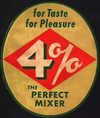 Vintage Soda Pop Decal 4% The Perfect Mixer Dated 1953 Unused New Old Stock Exc+ • $7.19