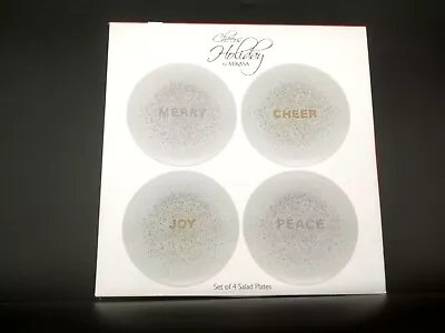 Porcelain Set Of 4 Cheers Holiday Confetti Salad Plates By Mikasa • $39.94