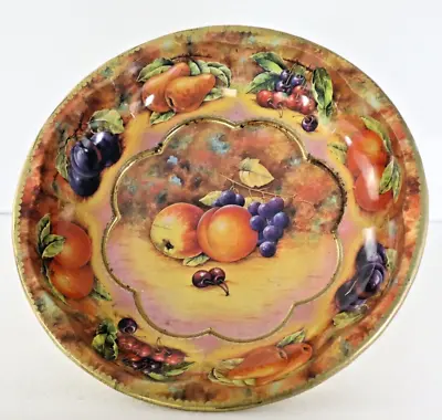 Daher Decorated Ware Tin Round Bowl Colorful Fruit 1971 Made In England 11101 • $10.50