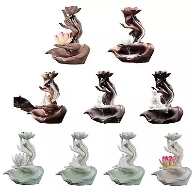 Backflow Incense Cone Burner Zen Decor Waterfall With LED Light Aromatherapy For • £22.87