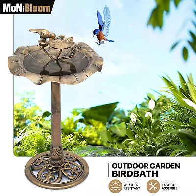 28  Outdoor Pedestal Bird Bath Bronze Garden Patio Backyard Decor Easy Assemble • $36.99